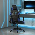 Scaun de gaming de masaj, negru și albastru, piele ecologică GartenMobel Dekor