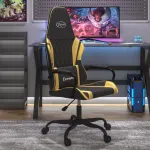 Scaun de gaming de masaj, negru și auriu, piele ecologică GartenMobel Dekor