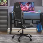 Scaun de gaming de masaj, negru și gri, piele ecologică GartenMobel Dekor