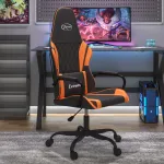 Scaun de gaming de masaj, negru și portocaliu, piele ecologică GartenMobel Dekor