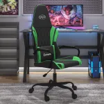 Scaun de gaming de masaj, negru și verde, piele ecologică GartenMobel Dekor