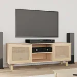 Comodă TV, maro, 105x30x40 cm lemn masiv pin și ratan natural GartenMobel Dekor