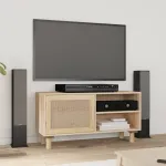 Comodă TV, maro, 80x30x40 cm, lemn masiv pin și ratan natural GartenMobel Dekor