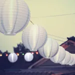 Lampa Solara LED tip Lampion Rotund, Diametru 20cm, Alb, Lumina Alb Rece