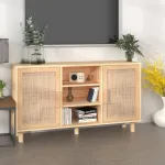 Servantă, maro, 105x30x60 cm, lemn masiv pin și ratan natural GartenMobel Dekor