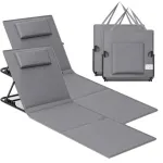 Set 2 șezlonguri de plajă pliabile SONGMICS, reglabile, cu tetieră, gri