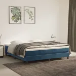 Saltea cu arcuri buzunar, fermitate medie, albastru închis, 160x200x20cm, catifea GartenMobel Dekor