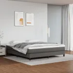 Saltea cu arcuri buzunar, fermitate medie, gri, 160x200x20 cm, piele ecologică GartenMobel Dekor