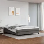 Saltea cu arcuri buzunar, fermitate medie, gri, 180x200x20 cm, piele ecologică GartenMobel Dekor