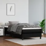 Saltea cu arcuri buzunar, fermitate medie, negru, 90x190x20 cm, piele ecologică GartenMobel Dekor