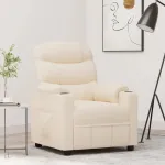 Fotoliu rabatabil, crem, material textil GartenMobel Dekor