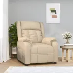 Fotoliu rabatabil, crem, material textil GartenMobel Dekor