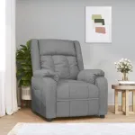 Fotoliu rabatabil, gri deschis, material textil GartenMobel Dekor