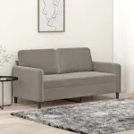 Canapea cu 2 locuri, gri deschis, 140 cm, catifea GartenMobel Dekor