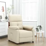 Fotoliu rabatabil, crem, material textil GartenMobel Dekor
