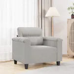 Fotoliu canapea, gri deschis, 60 cm, textil microfibră GartenMobel Dekor
