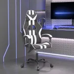 Scaun de gaming pivotant, negru și alb, piele ecologică GartenMobel Dekor