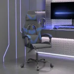 Scaun de gaming pivotant, negru și albastru, piele ecologică GartenMobel Dekor