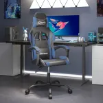 Scaun de gaming pivotant, negru și albastru, piele ecologică GartenMobel Dekor