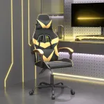 Scaun de gaming pivotant, negru și auriu, piele ecologică GartenMobel Dekor
