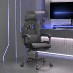 Scaun de gaming pivotant/suport picioare negru piele ecologică GartenMobel Dekor
