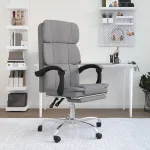 Fotoliu de birou rabatabil, gri deschis, textil GartenMobel Dekor