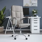 Fotoliu de birou rabatabil, gri taupe, textil GartenMobel Dekor