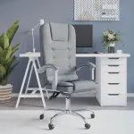 Fotoliu de birou rabatabil cu masaj, gri deschis, textil GartenMobel Dekor