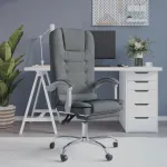 Fotoliu de birou rabatabil cu masaj, gri închis, textil GartenMobel Dekor
