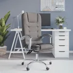Fotoliu de birou rabatabil cu masaj, gri taupe, textil GartenMobel Dekor