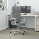 Fotoliu de birou rabatabil cu masaj, gri deschis, textil GartenMobel Dekor