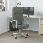 Fotoliu de birou rabatabil cu masaj, gri închis, textil GartenMobel Dekor