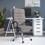 Fotoliu de birou rabatabil cu masaj, gri taupe, textil GartenMobel Dekor