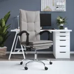Fotoliu de birou rabatabil, gri taupe, textil GartenMobel Dekor