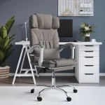 Fotoliu de birou rabatabil cu masaj, gri taupe, textil GartenMobel Dekor