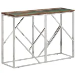 Măsuță consolă, argintiu, oțel inoxidabil/lemn masiv reciclat GartenMobel Dekor