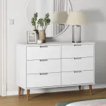 Dulap TV „MOLDE” alb, 113x40x80 cm, din lemn masiv de pin GartenMobel Dekor