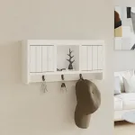 Dulap de chei, alb, 40x8,5x20 cm, lemn prelucrat și oțel GartenMobel Dekor