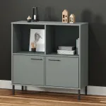 Bibliotecă cu picioare metalice OSLO, gri, 90x35x90,5 cm, lemn GartenMobel Dekor