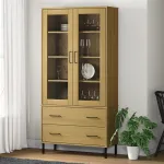Bibliotecă cu picioare metalice OSLO, maro, 85x35x172,5 cm lemn GartenMobel Dekor