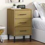 Noptieră cu picioare metalice „OSLO”, maro, lemn masiv pin GartenMobel Dekor