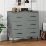 Servantă cu 3 sertare, gri, 77x40x79,5 cm, lemn masiv OSLO GartenMobel Dekor