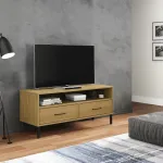 Comodă TV cu picioare metalice „OSLO”, maro, lemn masiv pin GartenMobel Dekor