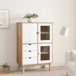 Dulap înalt OTTA, maro și alb, 85x43x125 cm, lemn masiv de pin GartenMobel Dekor