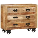 Dulap cu 3 sertare, 80x30x65 cm, lemn masiv de mango brut GartenMobel Dekor