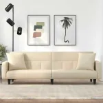 Canapea extensibilă, cu perne, crem, material textil GartenMobel Dekor