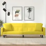 Canapea extensibilă, cu perne, galben deschis, textil GartenMobel Dekor
