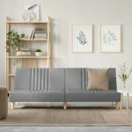Canapea extensibilă, gri deschis, material textil GartenMobel Dekor