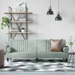 Canapea extensibilă cu cotiere, gri deschis, catifea GartenMobel Dekor