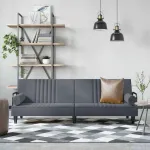 Canapea extensibilă cu cotiere, gri închis, catifea GartenMobel Dekor